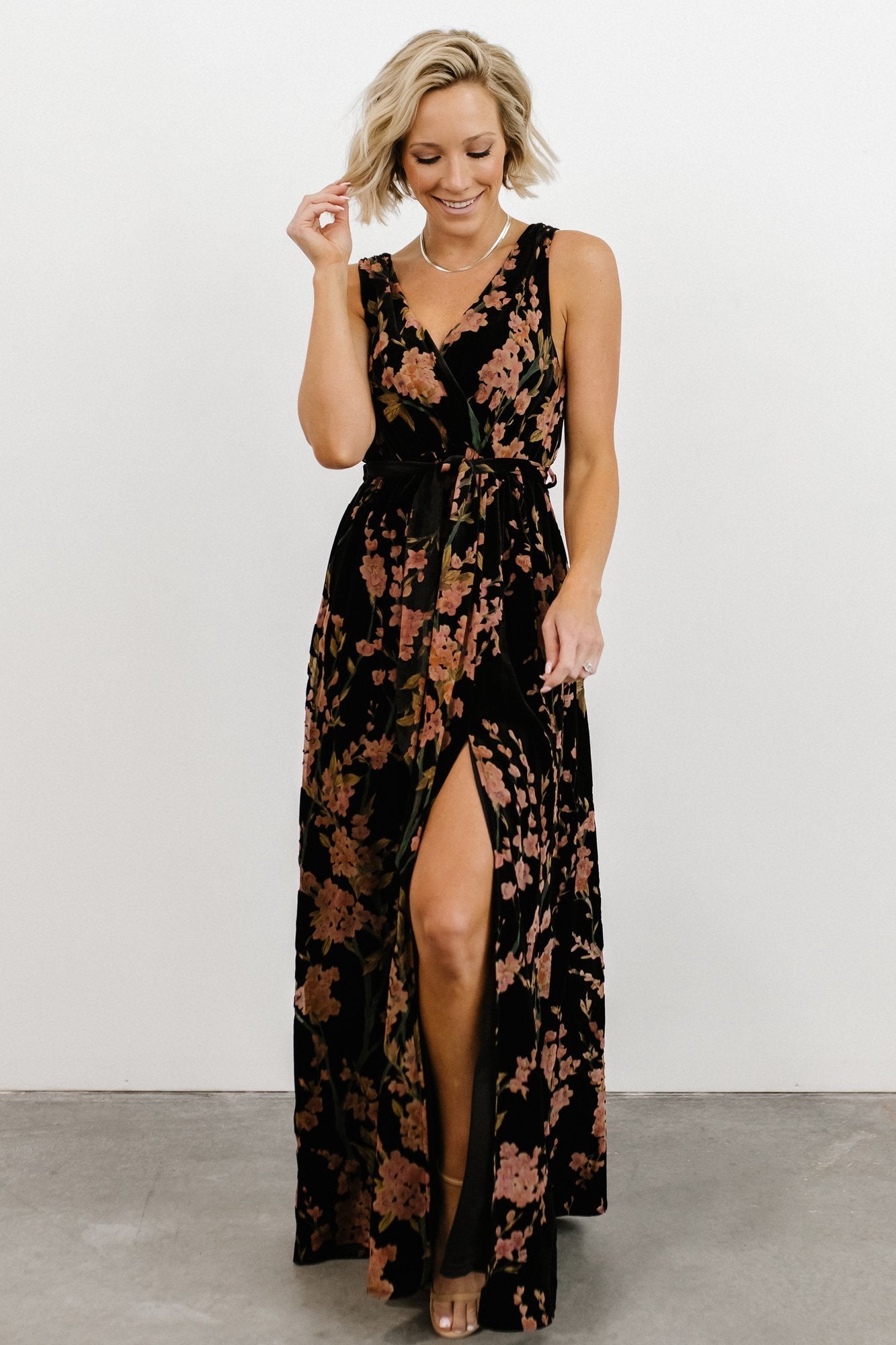 Lennon Velvet Maxi Dress | Black Floral ...